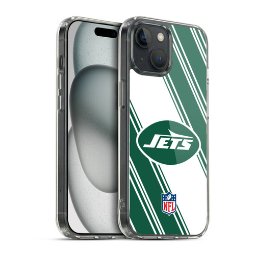 NFL New York Jets Artwork Stripes Soft Gel Case for Apple iPhone 15 & MagSafe