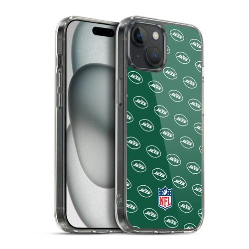 NFL New York Jets Artwork Patterns Soft Gel Case for Apple iPhone 15 Plus & MagSafe