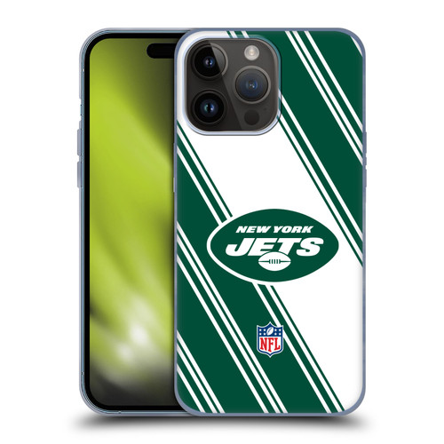 NFL New York Jets Artwork Stripes Soft Gel Case for Apple iPhone 15 Pro Max