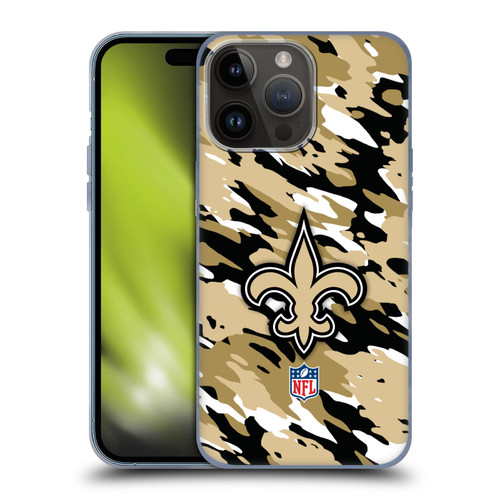 NFL New Orleans Saints Logo Camou Soft Gel Case for Apple iPhone 15 Pro Max