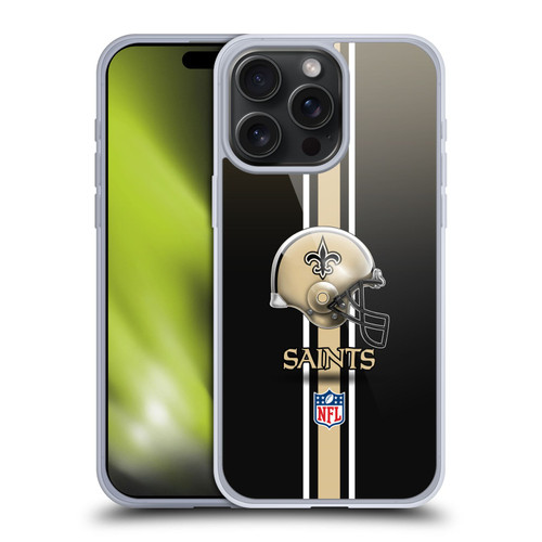 NFL New Orleans Saints Logo Helmet Soft Gel Case for Apple iPhone 15 Pro Max