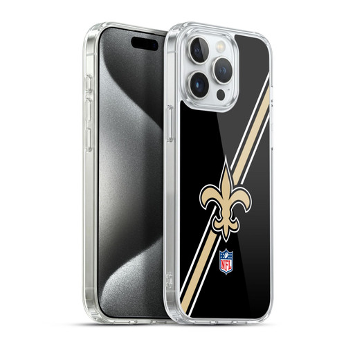 NFL New Orleans Saints Logo Stripes Soft Gel Case for Apple iPhone 15 Pro Max & MagSafe