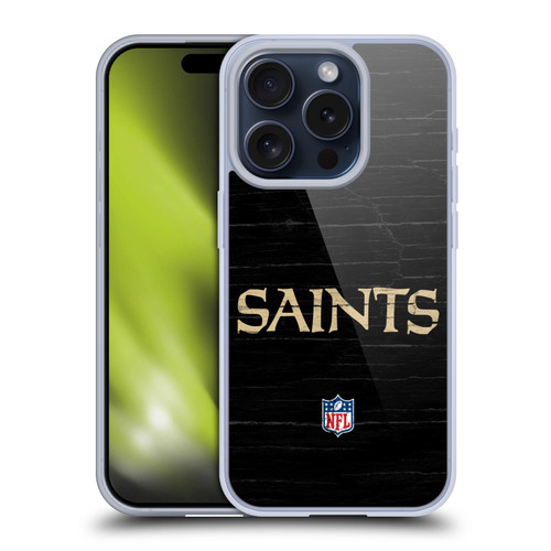 NFL New Orleans Saints Logo Distressed Look Soft Gel Case for Apple iPhone 15 Pro