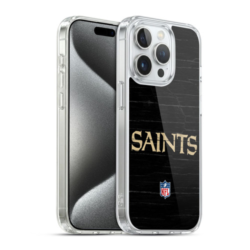 NFL New Orleans Saints Logo Distressed Look Soft Gel Case for Apple iPhone 15 Pro & MagSafe