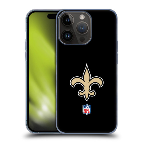 NFL New Orleans Saints Logo Plain Soft Gel Case for Apple iPhone 15 Pro