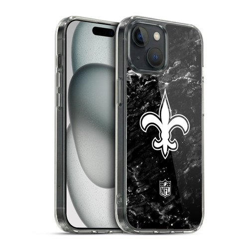 NFL New Orleans Saints Artwork Marble Soft Gel Case for Apple iPhone 15 & MagSafe