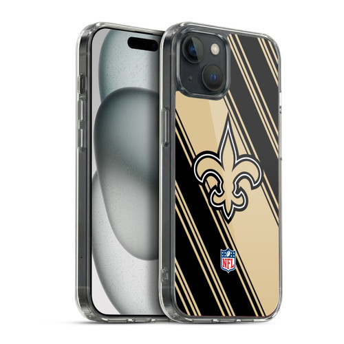 NFL New Orleans Saints Artwork Stripes Soft Gel Case for Apple iPhone 15 Plus & MagSafe