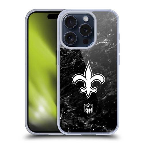 NFL New Orleans Saints Artwork Marble Soft Gel Case for Apple iPhone 15 Pro