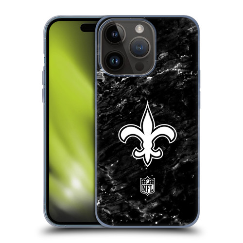 NFL New Orleans Saints Artwork Marble Soft Gel Case for Apple iPhone 15 Pro