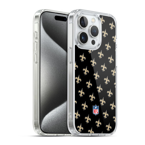 NFL New Orleans Saints Artwork Patterns Soft Gel Case for Apple iPhone 15 Pro & MagSafe