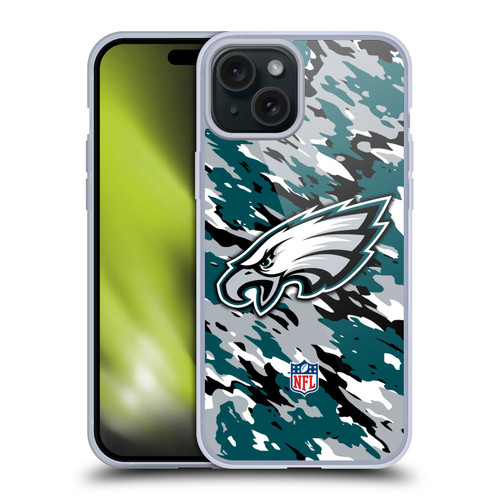 NFL Philadelphia Eagles Logo Camou Soft Gel Case for Apple iPhone 15 Plus