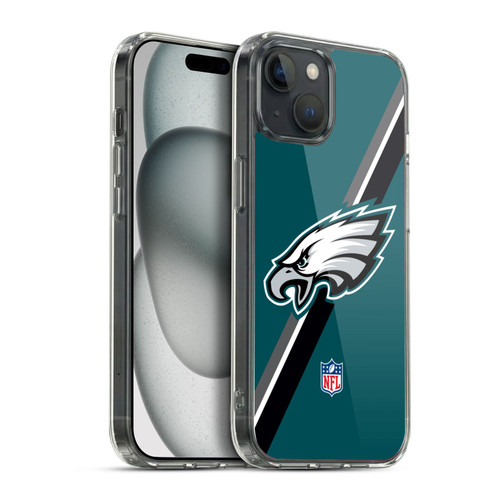 NFL Philadelphia Eagles Logo Stripes Soft Gel Case for Apple iPhone 15 Plus