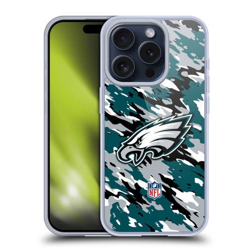 NFL Philadelphia Eagles Logo Camou Soft Gel Case for Apple iPhone 15 Pro