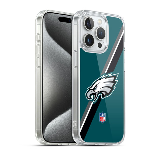 NFL Philadelphia Eagles Logo Stripes Soft Gel Case for Apple iPhone 15 Pro