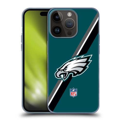 NFL Philadelphia Eagles Logo Stripes Soft Gel Case for Apple iPhone 15 Pro