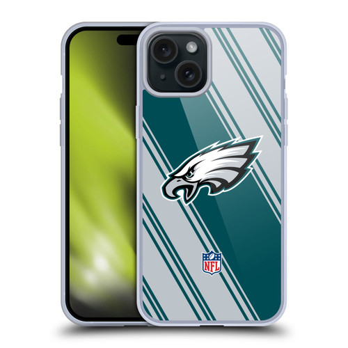 NFL Philadelphia Eagles Artwork Stripes Soft Gel Case for Apple iPhone 15 Plus