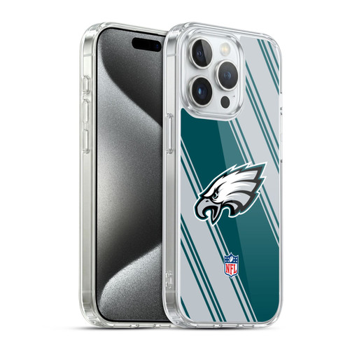 NFL Philadelphia Eagles Artwork Stripes Soft Gel Case for Apple iPhone 15 Pro