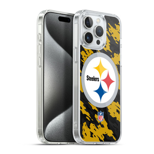 NFL Pittsburgh Steelers Logo Camou Soft Gel Case for Apple iPhone 15 Pro Max