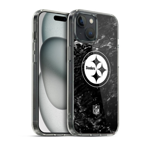 NFL Pittsburgh Steelers Artwork Marble Soft Gel Case for Apple iPhone 15 & MagSafe