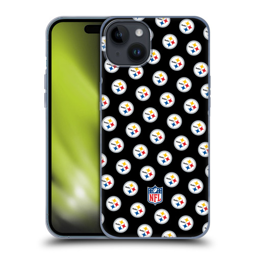 NFL Pittsburgh Steelers Artwork Patterns Soft Gel Case for Apple iPhone 15 Plus