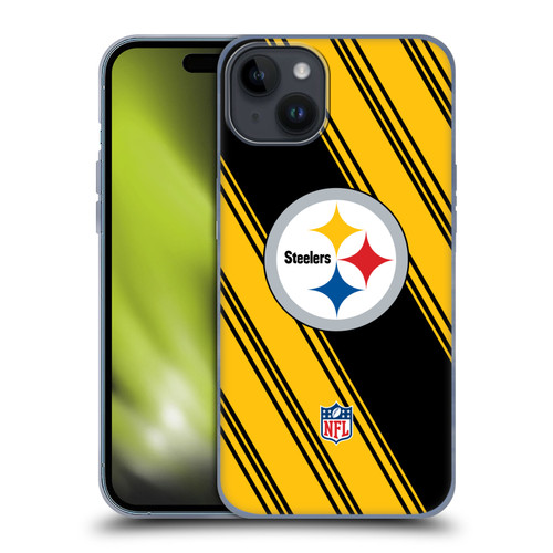 NFL Pittsburgh Steelers Artwork Stripes Soft Gel Case for Apple iPhone 15 Plus