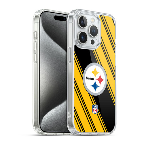 NFL Pittsburgh Steelers Artwork Stripes Soft Gel Case for Apple iPhone 15 Pro & MagSafe