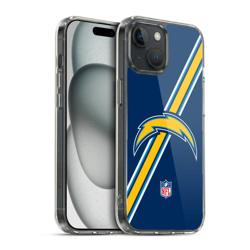 NFL Los Angeles Chargers Logo Stripes Soft Gel Case for Apple iPhone 15 & MagSafe