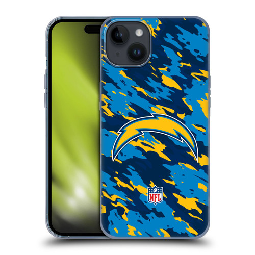 NFL Los Angeles Chargers Logo Camou Soft Gel Case for Apple iPhone 15 Plus
