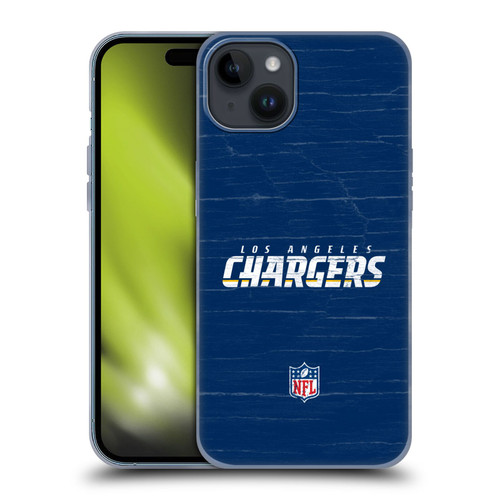 NFL Los Angeles Chargers Logo Distressed Look Soft Gel Case for Apple iPhone 15 Plus