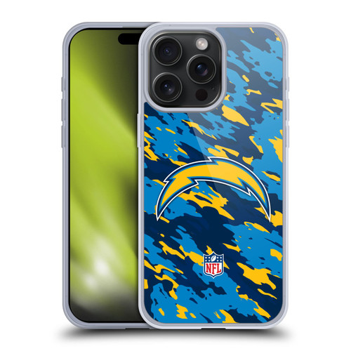 NFL Los Angeles Chargers Logo Camou Soft Gel Case for Apple iPhone 15 Pro Max