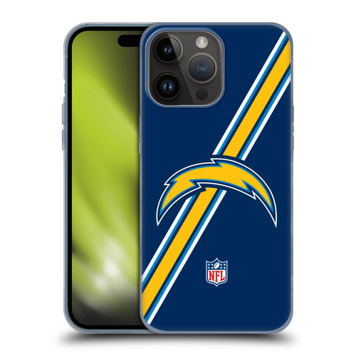 NFL Los Angeles Chargers Logo Stripes Soft Gel Case for Apple iPhone 15 Pro Max