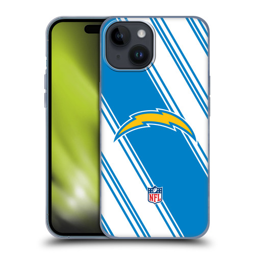 NFL Los Angeles Chargers Artwork Stripes Soft Gel Case for Apple iPhone 15