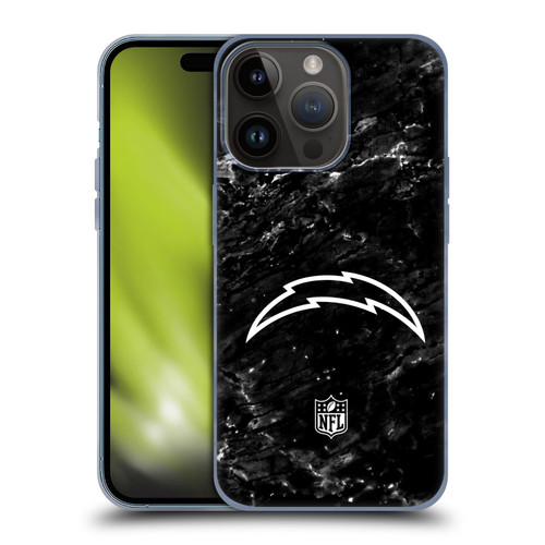NFL Los Angeles Chargers Artwork Marble Soft Gel Case for Apple iPhone 15 Pro