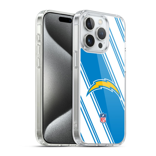 NFL Los Angeles Chargers Artwork Stripes Soft Gel Case for Apple iPhone 15 Pro & MagSafe
