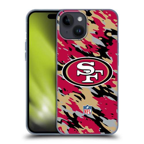 NFL San Francisco 49Ers Logo Camou Soft Gel Case for Apple iPhone 15