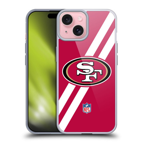 NFL San Francisco 49Ers Logo Stripes Soft Gel Case for Apple iPhone 15