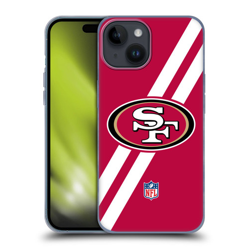 NFL San Francisco 49Ers Logo Stripes Soft Gel Case for Apple iPhone 15