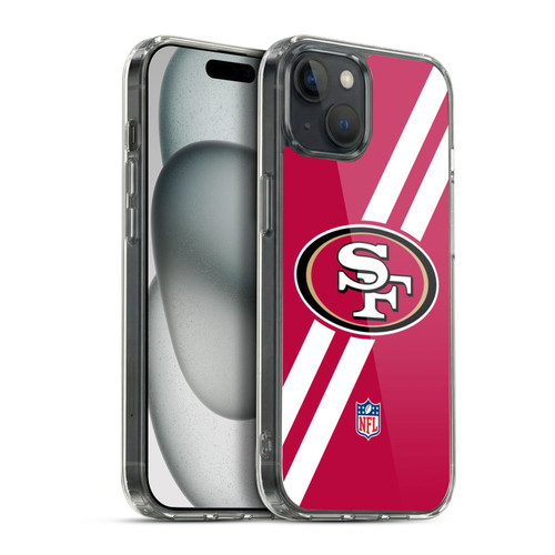 NFL San Francisco 49Ers Logo Stripes Soft Gel Case for Apple iPhone 15 Plus