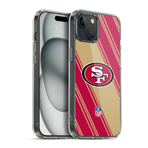 NFL San Francisco 49ers Artwork Stripes Soft Gel Case for Apple iPhone 15 Plus