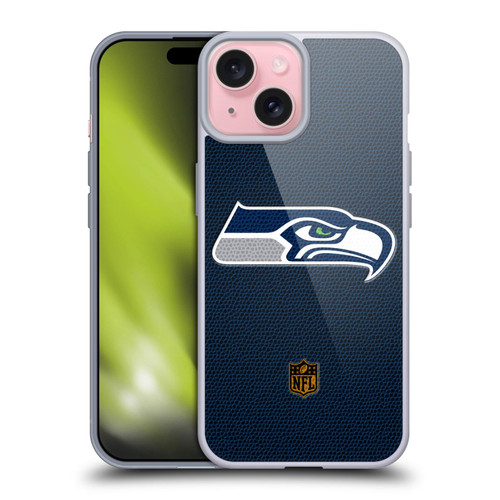 NFL Seattle Seahawks Logo Football Soft Gel Case for Apple iPhone 15
