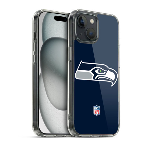 NFL Seattle Seahawks Logo Plain Soft Gel Case for Apple iPhone 15 & MagSafe
