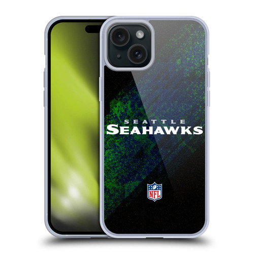 NFL Seattle Seahawks Logo Blur Soft Gel Case for Apple iPhone 15 Plus
