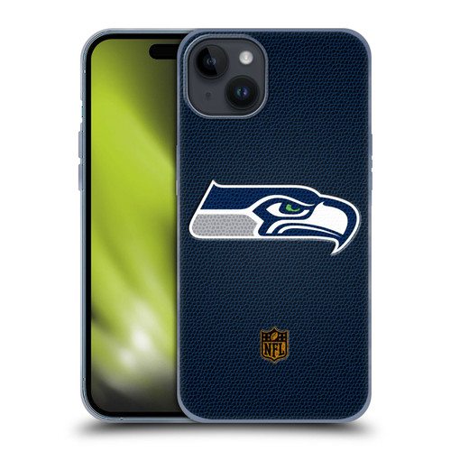 NFL Seattle Seahawks Logo Football Soft Gel Case for Apple iPhone 15 Plus