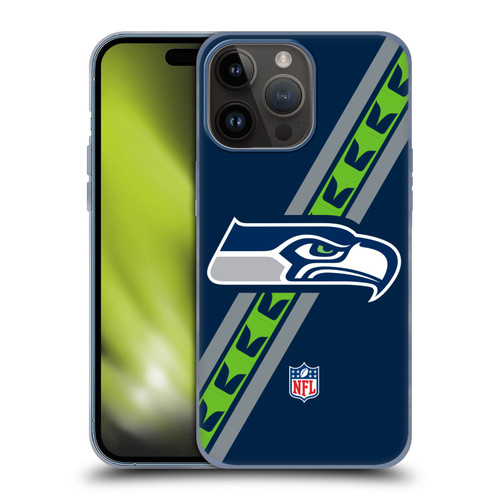 NFL Seattle Seahawks Logo Stripes Soft Gel Case for Apple iPhone 15 Pro Max