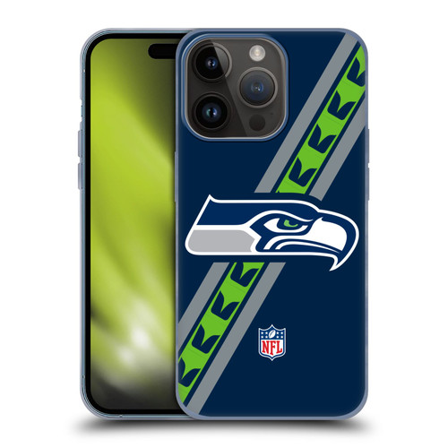 NFL Seattle Seahawks Logo Stripes Soft Gel Case for Apple iPhone 15 Pro