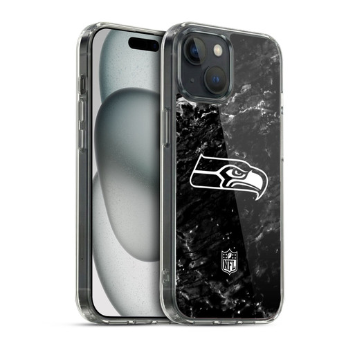 NFL Seattle Seahawks Artwork Marble Soft Gel Case for Apple iPhone 15
