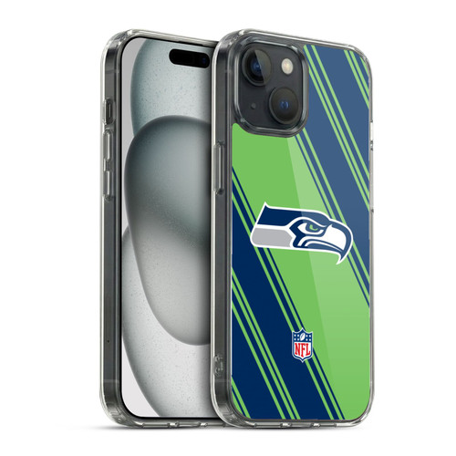 NFL Seattle Seahawks Artwork Stripes Soft Gel Case for Apple iPhone 15