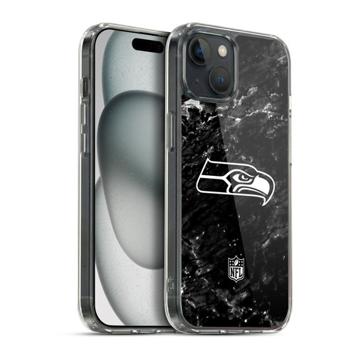 NFL Seattle Seahawks Artwork Marble Soft Gel Case for Apple iPhone 15 Plus