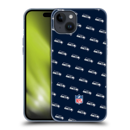 NFL Seattle Seahawks Artwork Patterns Soft Gel Case for Apple iPhone 15 Plus