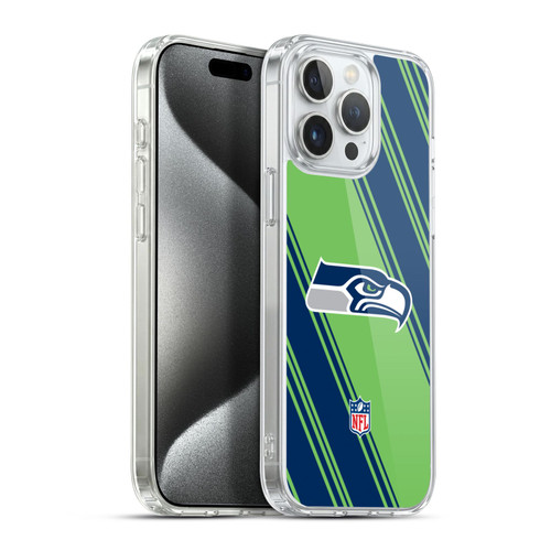 NFL Seattle Seahawks Artwork Stripes Soft Gel Case for Apple iPhone 15 Pro Max